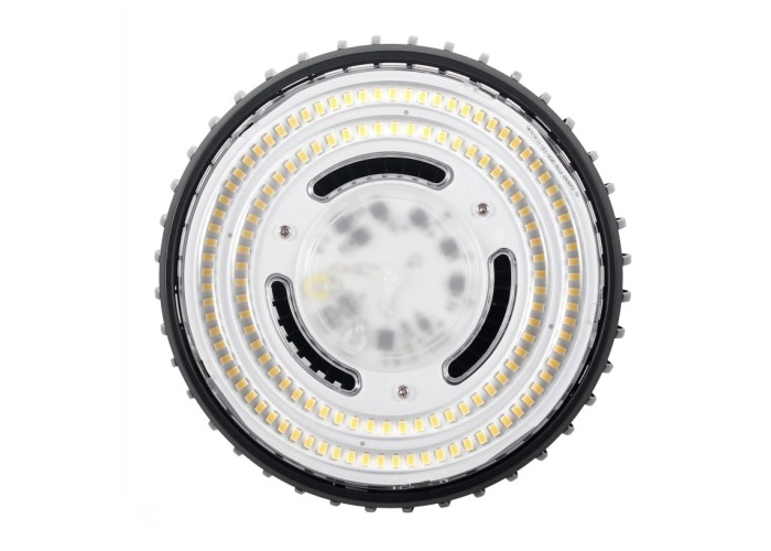 DOB 2700-6500K UFO LED हाई बे लाइट 70CRI 100W 100lm / w एल्युमिनियम हाउसिंग